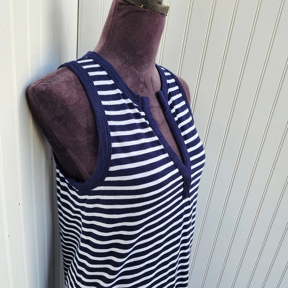Gap Navy Blue White Stripe Knit Stretch Maxi Dress Shirt Long Dress Sleeveless S - Picture 3 of 14